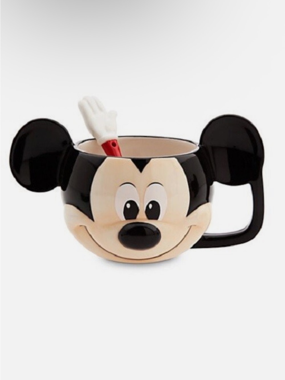 Disney Black and Cream Mickey Mouse Mug with Hand Spoon